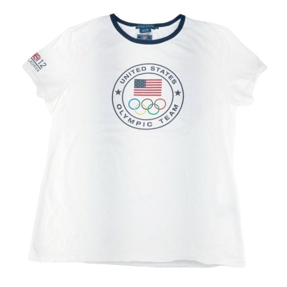 Ralph Lauren Tops - Ralph Lauren Olympic Top Women's Large White Short Sleeve 2012 American Flag New